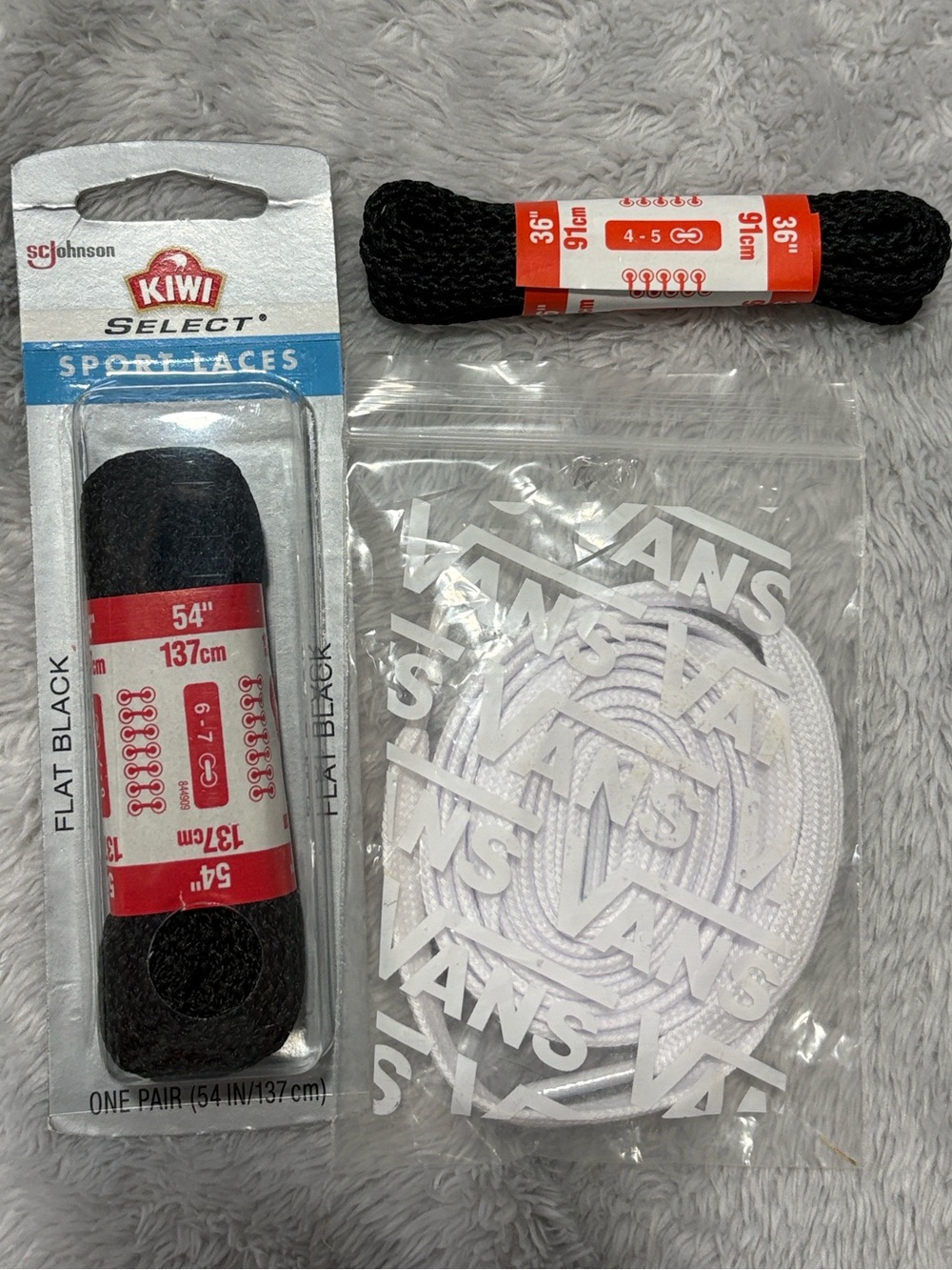 Vans White / KIWI black Replacement Shoe Laces - Unopened Packaged BUNDLE Of 3
